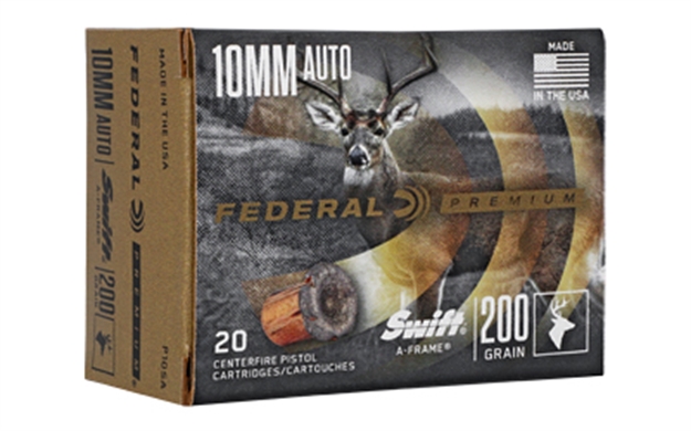 Picture of Fed Swift A-Frame Premium Pistol Ammo 10Mm, Jhp Swift A-Frame, 200 Gr, 1075 Fps, 20 Rnd P10SA