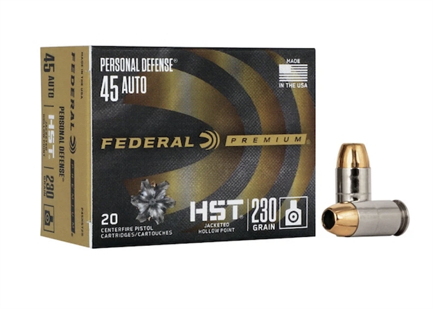 Picture of Federal Premium Personal Defense Pistol Ammo 45 Acp, Hst/Hydra-Shok Jhp, 230 Gr, 890 Fps, 20 Rnd, Boxed 029465063948