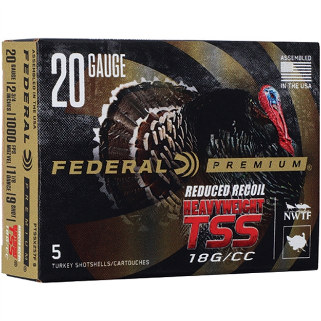 Picture of Federal Cartridge/Vista Heavyweight Tss Turkey Shotshell 20 Ga, 2-3/4", 1-1/8 Oz, #9, Flightcontrol Flex, 1160 Fps, 5 Rnd PTSSX257F79