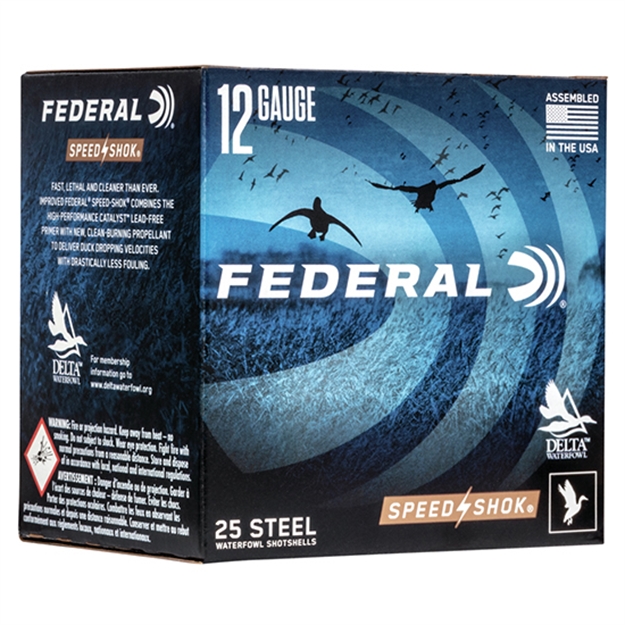Picture of Federal Speed-Shok Waterfowl Shotshell 12 Ga, 3 In, No. T, 1-1/8Oz, 4.56 Dr, 1550 Fps, 25 Rnd Per Box WF143T 029465027865