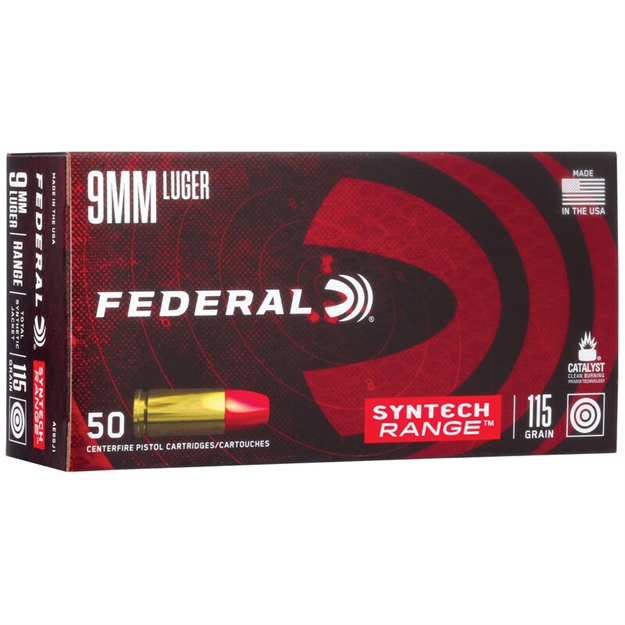 Picture of Federal American Eagle Syntech Pistol Ammo 9Mm 115Gr, 1130Fps, Total Synthetic Jacket, 50 Rnd Per Box AE9SJ1 604544617405