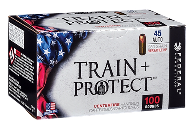 Picture of Federal Train + Protect Pistol Ammo, 45 Auto 230 GR Vhp 100 CT