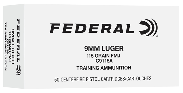 Picture of Federal Training & Practice Pistol Ammo 9Mm, Fmj, 115 Gr, 50 Rnd