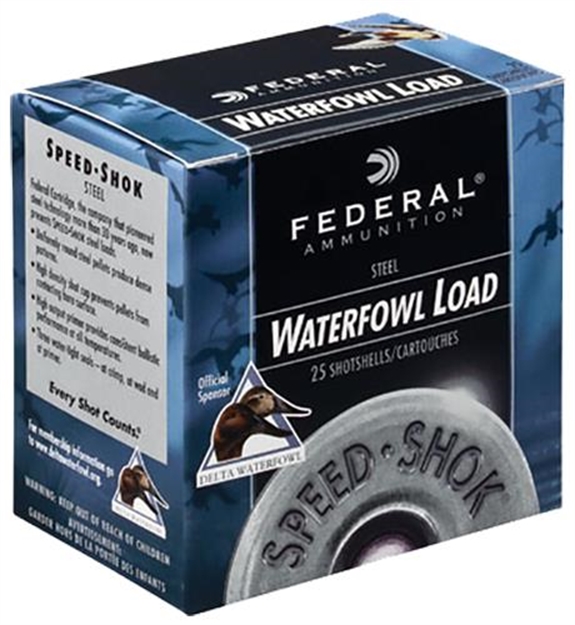 Picture of Federal Speed-Shok Waterfowl Shotshell 10 Ga, 3-1/2 In, No. T, 1-1/2Oz, 5.03 Dr, 1450 Fps, 25 Rnd Per Box WF107T 029465027933