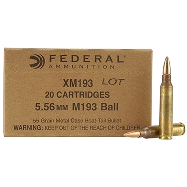 Picture of Federal Xm193af30 XM 223 Remington/5.56 Nato 55 GR Full Metal Jacket 30 Bx/ 20 C