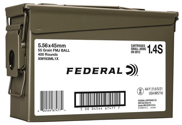 Picture of Federal Xm193ml1x American Eagle  5.56X45mm Nato 55 GR Full Metal Jacket Boat Tail (Fmjbt) 400 Bx/1 CS