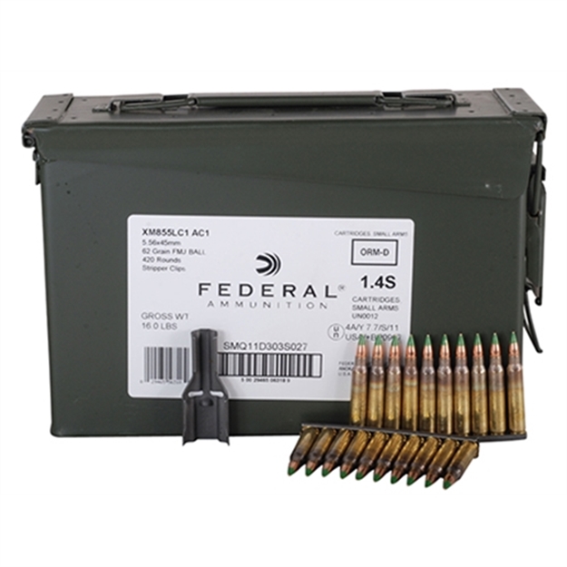 Picture of Federal Xm855af30 XM 223 Remington/5.56 Nato 62 GR Full Metal Jacket 30 Bx/ 20 C