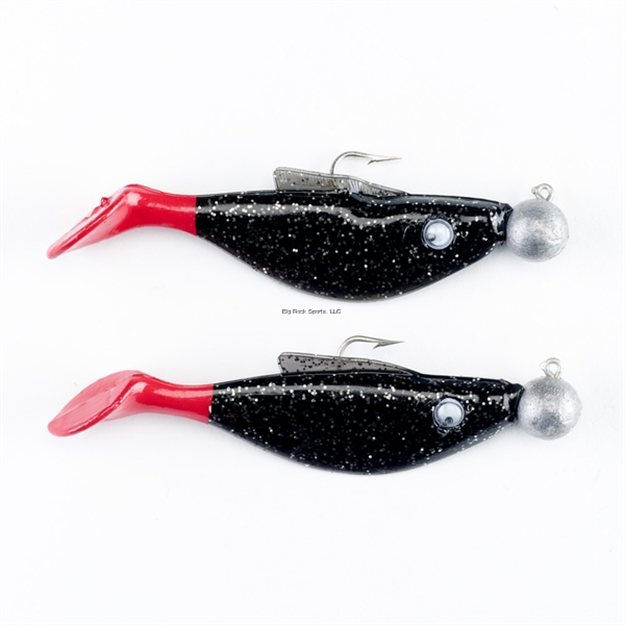 Picture of Felmlee Black Glitter Shad W/ Red Tail 3" Pack OF 2