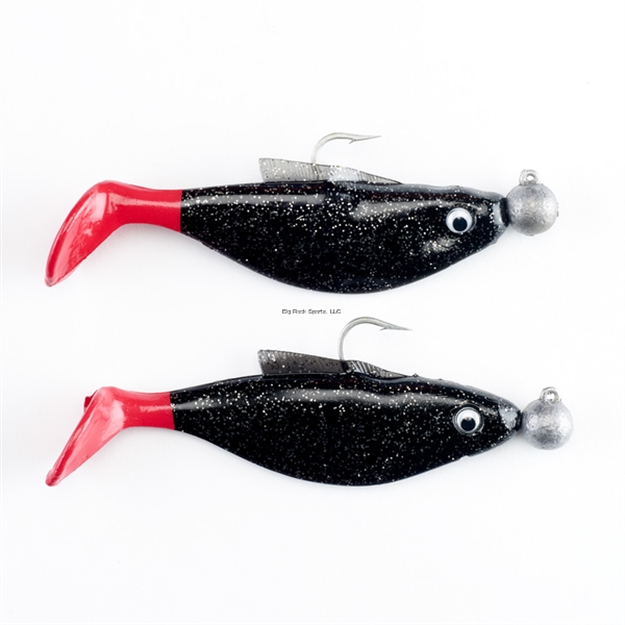 Picture of Felmlee Black Glitter Shad W/ Red Tail 5" Pack OF 2