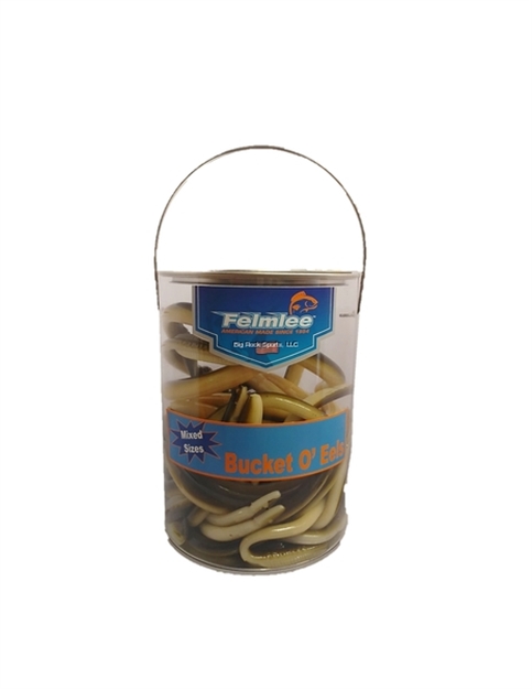 Picture of Felmlee Mixed Size (8", 11" ,16") Unrigged Eels IN Reusable Bucket. 30-Pack