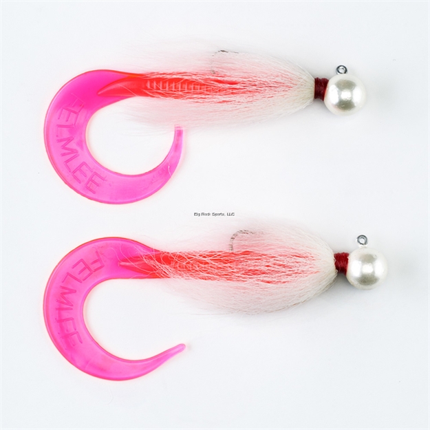 Picture of Felmlee Sea Bass Buck Tails With Attractant  2 OZ With Curl Tails (Pink) Pack OF 2