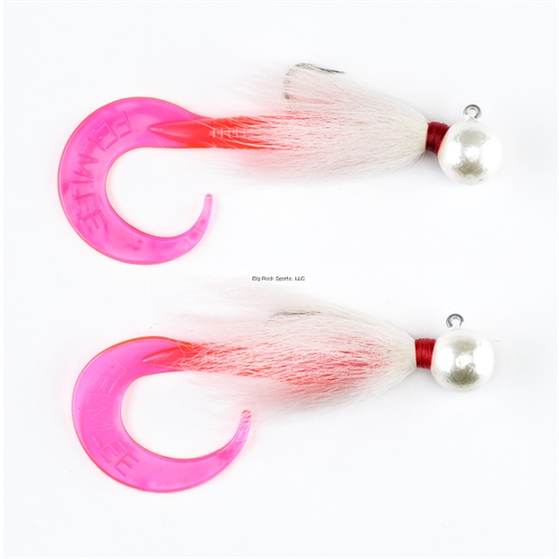 Picture of Felmlee Sea Bass Buck Tails With Attractant  4 OZ With Curl Tails (Pink) Pack OF 2
