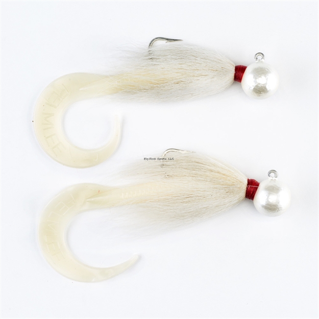 Picture of Felmlee Sea Bass Buck Tails With Attractant  4 OZ With Curl Tails (White) Pack OF 2