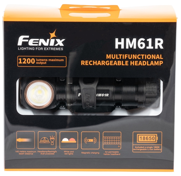 Picture of Fenix Wholesale Fx-Hm61r Hm16r Dual Function Black W/Orange Accents 1200/400/150/50/5