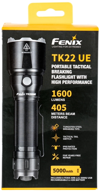 Picture of Fenix Wholesale Fx-Tk22ue Tk22ue  1600/500/150/20 Lumens Led Aluminum/Steel Black Rechargeable