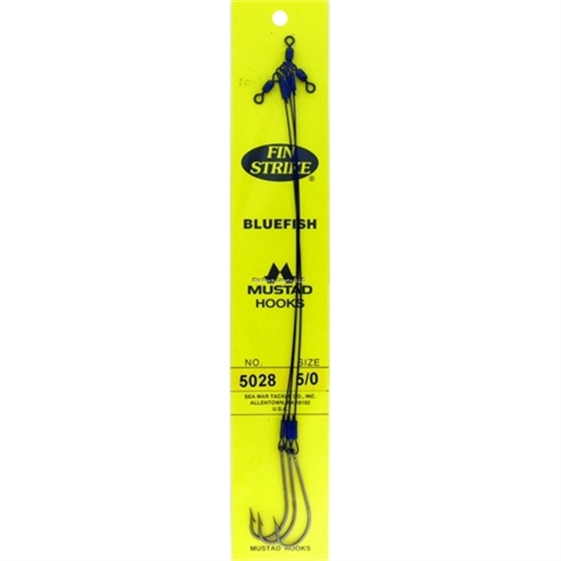 Picture of Fin Strike Bluefish Snelled Hook, Size 5/0, O'shaughnessy, Bronze, 3 Per Pack
