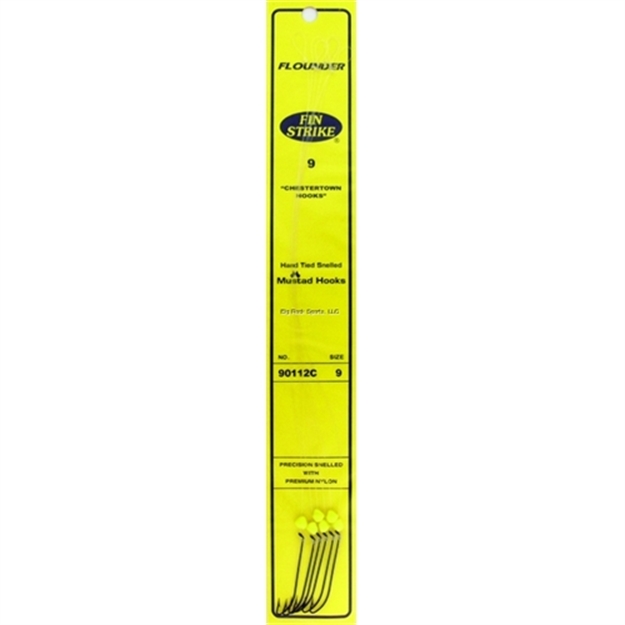 Picture of Fin Strike Flounder Chestertown Snelled Hook, Size 9, Black, Corn Bead, 6 Per Pack