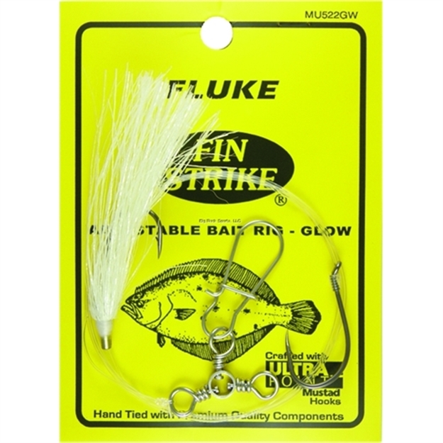 Picture of Fin Strike Fluke Rigs W/Ultra Point Adjustable Blk/Nic Octopus Beak W/Glow Bucktail Teaser