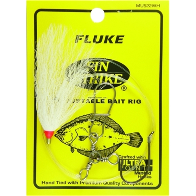 Picture of Fin Strike Fluke Rigs W/Ultra Point Adjustable Blk/Nic Octopus Beak W/Wht Bucktail Teaser