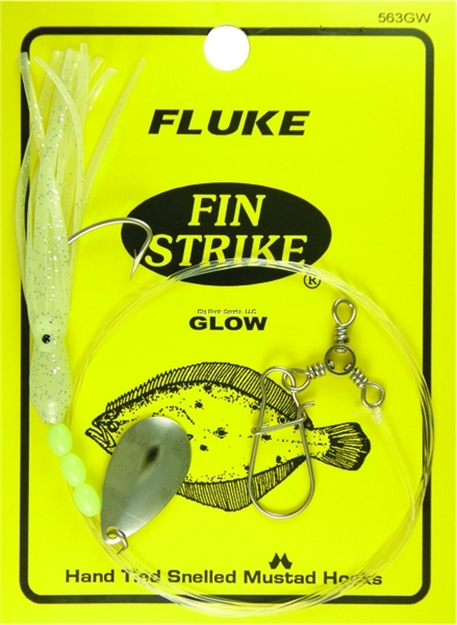 Picture of Fin Strike Fluke Rigs Wide Gap Glow Super Squid Skirt W/Eyes Spinner W/Sinker Snap