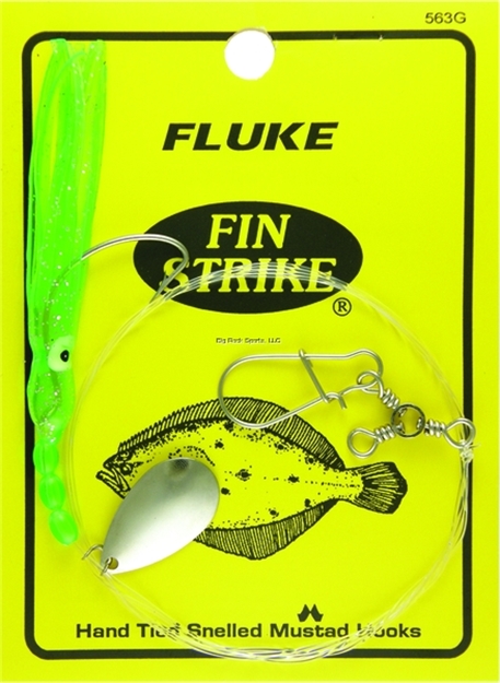Picture of Fin Strike Fluke Rigs Wide Gap Grn Super Squid Skirt W/Eyes Spinner W/Sinker Snap