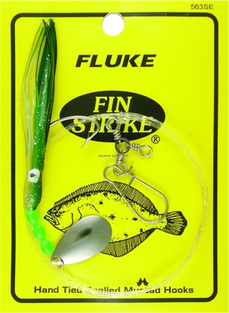 Picture of Fin Strike Fluke Rigs Wide Gap Sand Eel Super Squid Skirt W/Eyes Spinner W/Sinker Snap