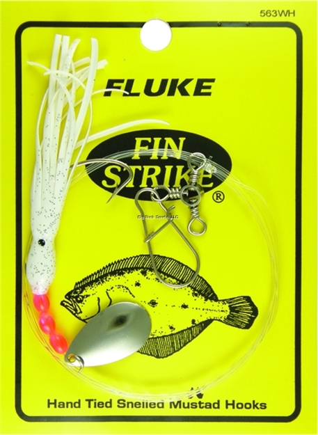 Picture of Fin Strike Fluke Rigs Wide Gap Wht Super Squid Skirt W/Eyes Spinner W/Sinker Snap
