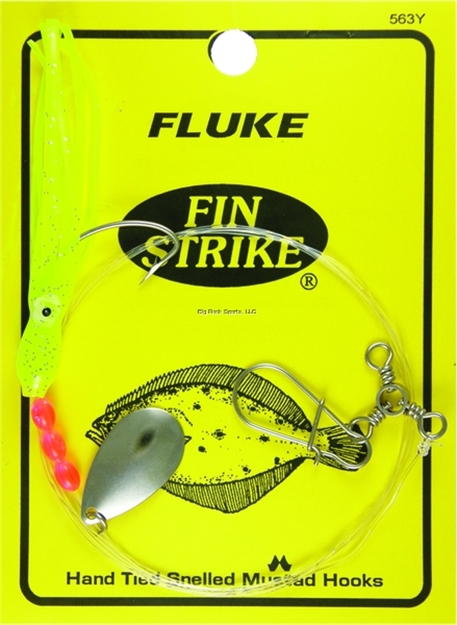Picture of Fin Strike Fluke Rigs Wide Gap Yel Super Squid Skirt W/Eyes Spinner W/Sinker Snap
