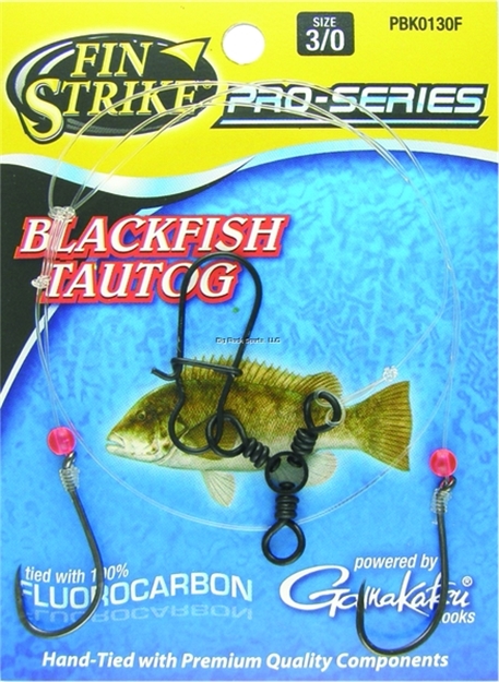 Picture of Fin Strike Pro Series Blackfish (Tautog) Rig Octopus HK & Fluoro. Blk Fl.Red Round Beads Sz3/0