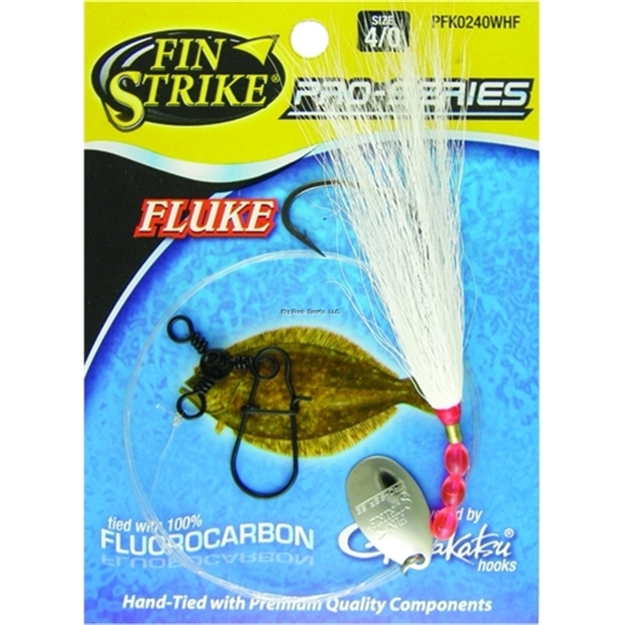 Picture of Fin Strike Pro Series Fluke Rig Shiner HK & Fluoro. Blk Upturnedeye Wht Bucktailteaser Sz4/0