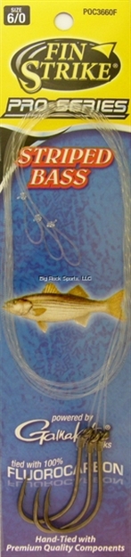 Picture of Fin Strike Pro Series Fluorocarbon Striped Bass Snelled Hook, Size 6/0, Octopus, Black, 3 Per Pack