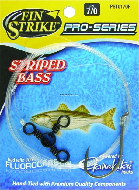 Picture of Fin Strike Pro Series Striped Bass Rig Octopus HK & Fluoro Blk 3-Way Swivel & Sinker Loop Sz7/0
