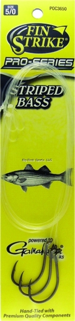 Picture of Fin Strike Pro Series Striped Bass Snelled Hook, Size 5/0, Octopus, Black, 3 Per Pack