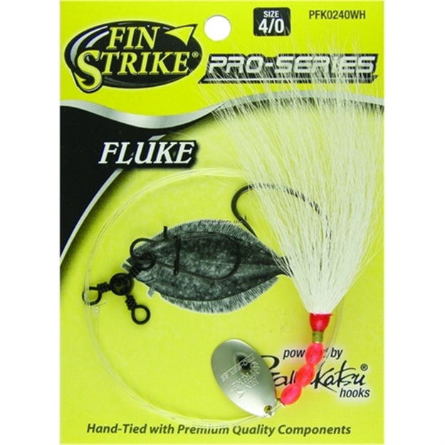 Picture of Fin Strike Proseries Fluke Rig Shiner Hook Blk W/Upturned Eye Wht Bucktailteaser Sinker Snap Sz4/0