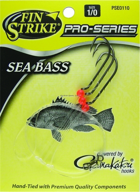 Picture of Fin Strike Proseries Seabass Rig Baitholder Hook Blk W/Flo Red Round Beads Spro Power Swivel Sz1/0