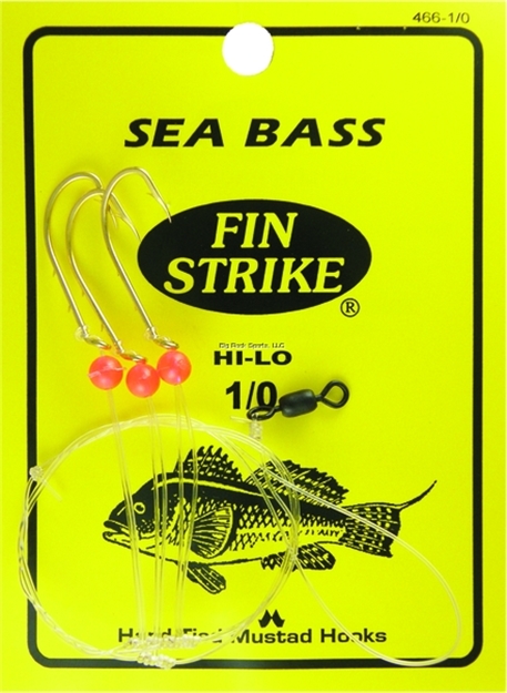 Picture of Fin Strike Sea Bass Rigs W/Red Beads Hi-Lo Gld #1/0 3Pk Baitholder