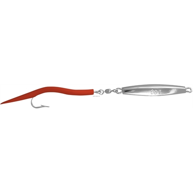 Picture of Fin Strike Smooth Chrome Diamond Jig, Single Hook, 1 Oz, Red Tube Tail