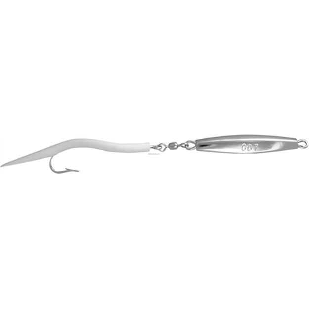 Picture of Fin Strike Smooth Chrome Diamond Jig, Single Hook, 1 Oz, White Tube Tail