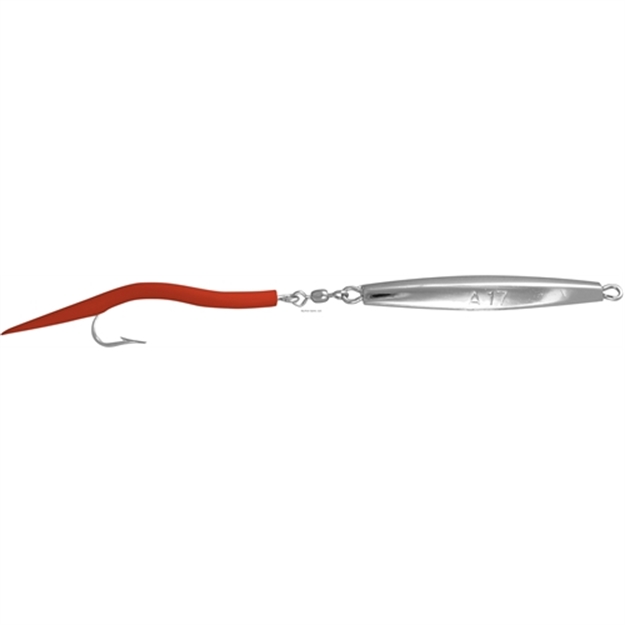Picture of Fin Strike Smooth Chrome Diamond Jig, Single Hook, 2 Oz, Red Tube Tail