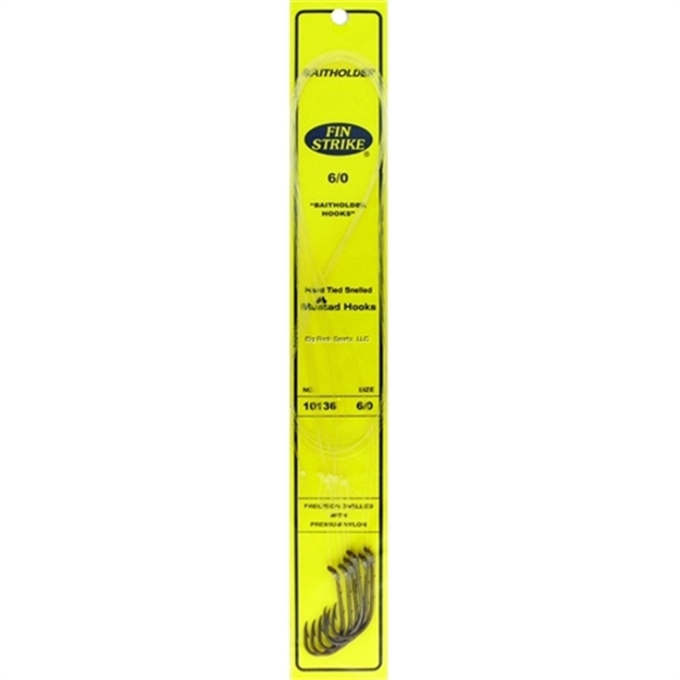 Picture of Fin Strike Snelled Hook, Size 6/0, Baitholder, Bronze, 6 Per Pack