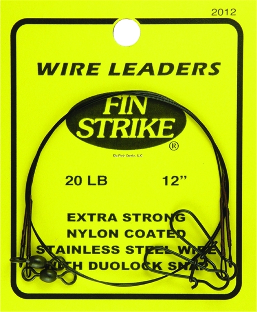Picture of Fin Strike Wire Leaders Extra Strong Blk SS Wire W/Duolock Snap 12" 20Lb 2Pk
