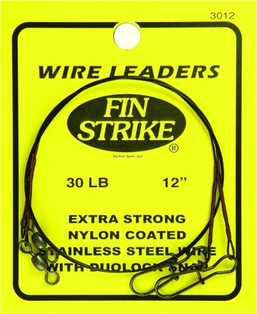 Picture of Fin Strike Wire Leaders Extra Strong Blk SS Wire W/Duolock Snap 12" 30Lb 2Pk