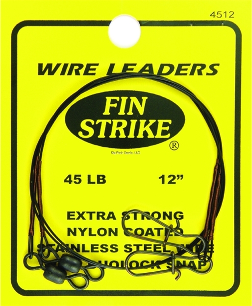 Picture of Fin Strike Wire Leaders Extra Strong Blk SS Wire W/Duolock Snap 12" 45Lb 2Pk
