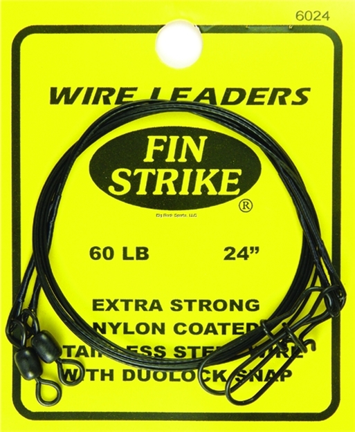 Picture of Fin Strike Wire Leaders Extra Strong Blk SS Wire W/Duolock Snap 24" 60Lb 2Pk