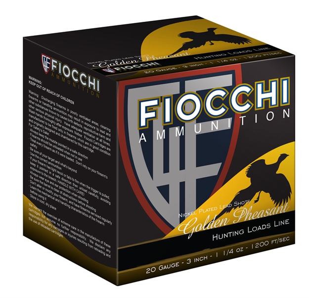 Picture of Fiocchi 203Sp75 Golden Pheasant Nickel Plated 20 Gauge 3" 1-1/4 OZ 7.5 Shot 25 Bx/ 10