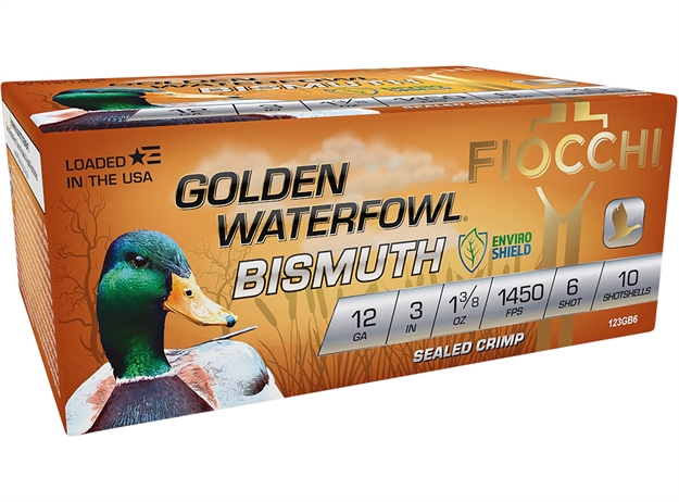 Picture of  Fiocchi 123Gb6 Golden Waterfowl Bismuth 12Gauge 3" 1 3/8Oz 6Shot 10 Per Box/10 Case 762344712956