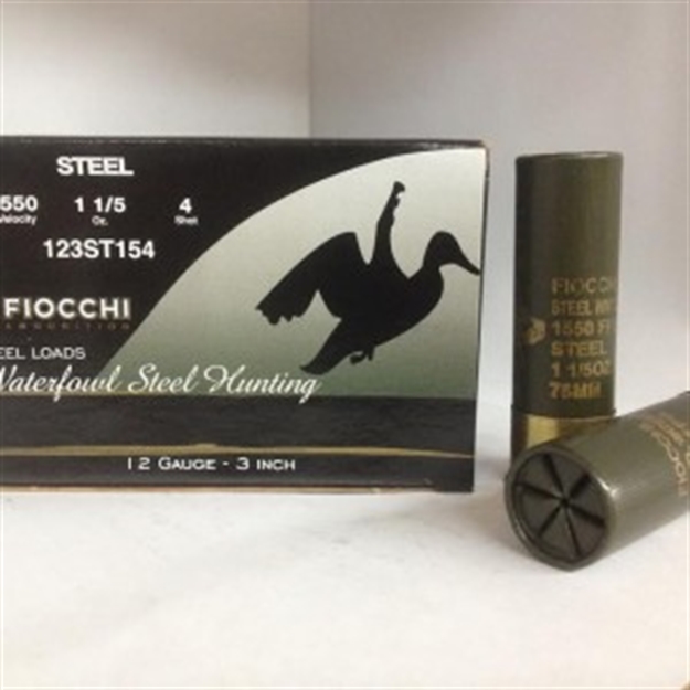 Picture of  Fiocchi 123St154 Flyway  12Gauge 3" 1 1/5Oz 4Shot 25 Per Box/10 Case 762344711096