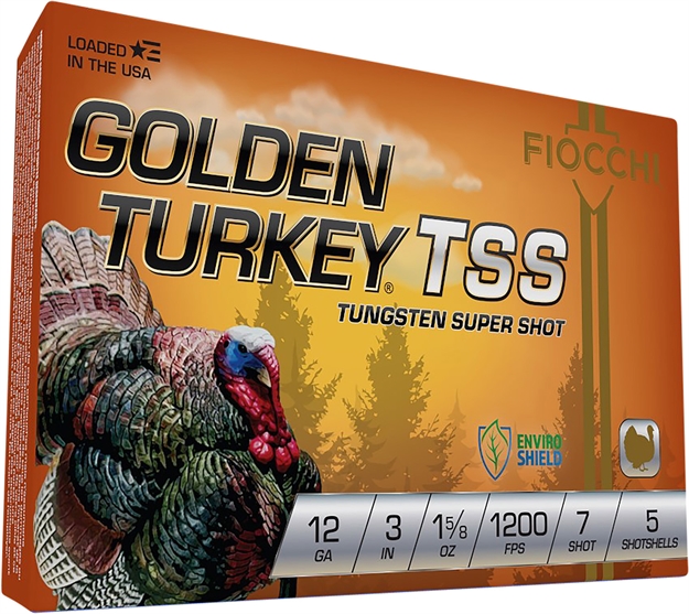 Picture of  Fiocchi 123Tss7 Golden Turkey Tss 12Gauge 3" 1 5/8Oz 7Shot 5 Per Box/10 Case 762344713038