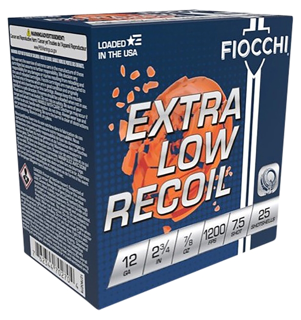 Picture of Fiocchi 1278Oz75 Exacta Target Low Recoil Trainer 12Gauge 2.75" 7/8Oz 7.5Shot 25 Per Box/10 Case 1278OZ7.5 762344702704