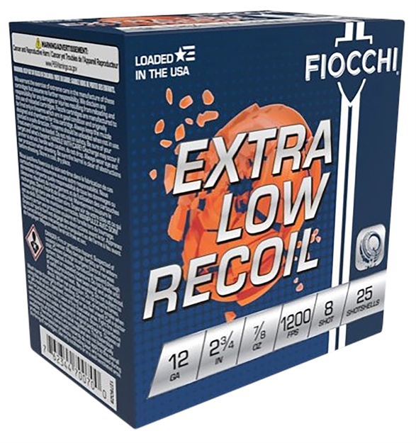 Picture of Fiocchi 1278Oz8 Exacta Target Low Recoil Trainer 12Gauge 2.75" 7/8Oz 8Shot 25 Per Box/10 Case 762344700700 -